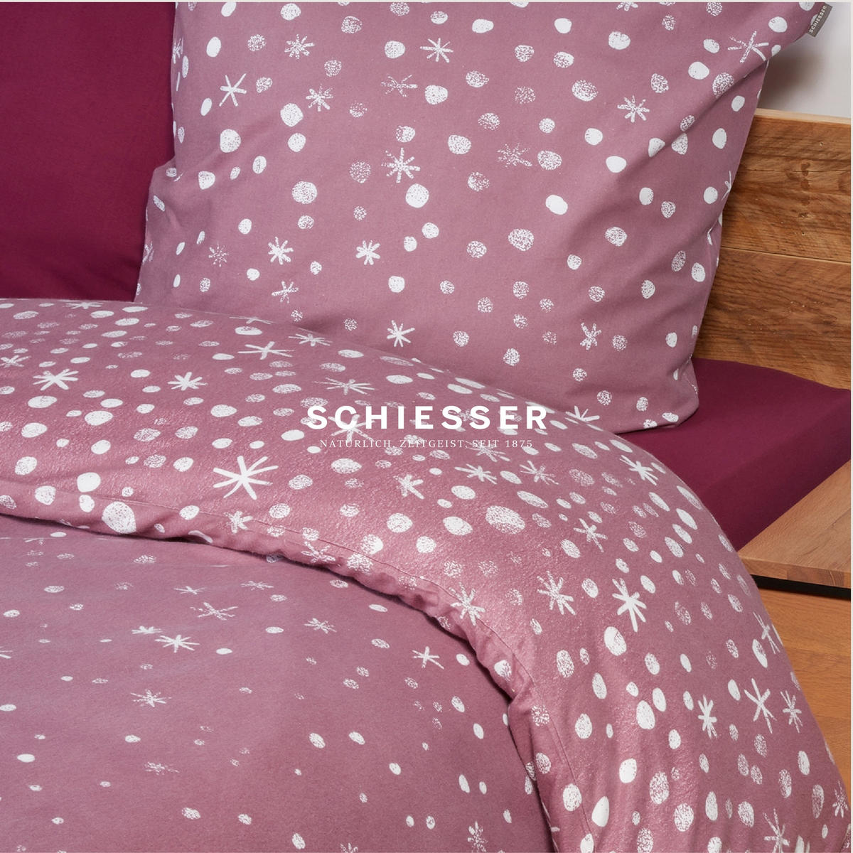 BETTWÄSCHESET Runa - Feinbiber - 2-teilig - 155 x 220 cm - Rosa - Rosa, Textil (155/220cm) - SCHIESSER