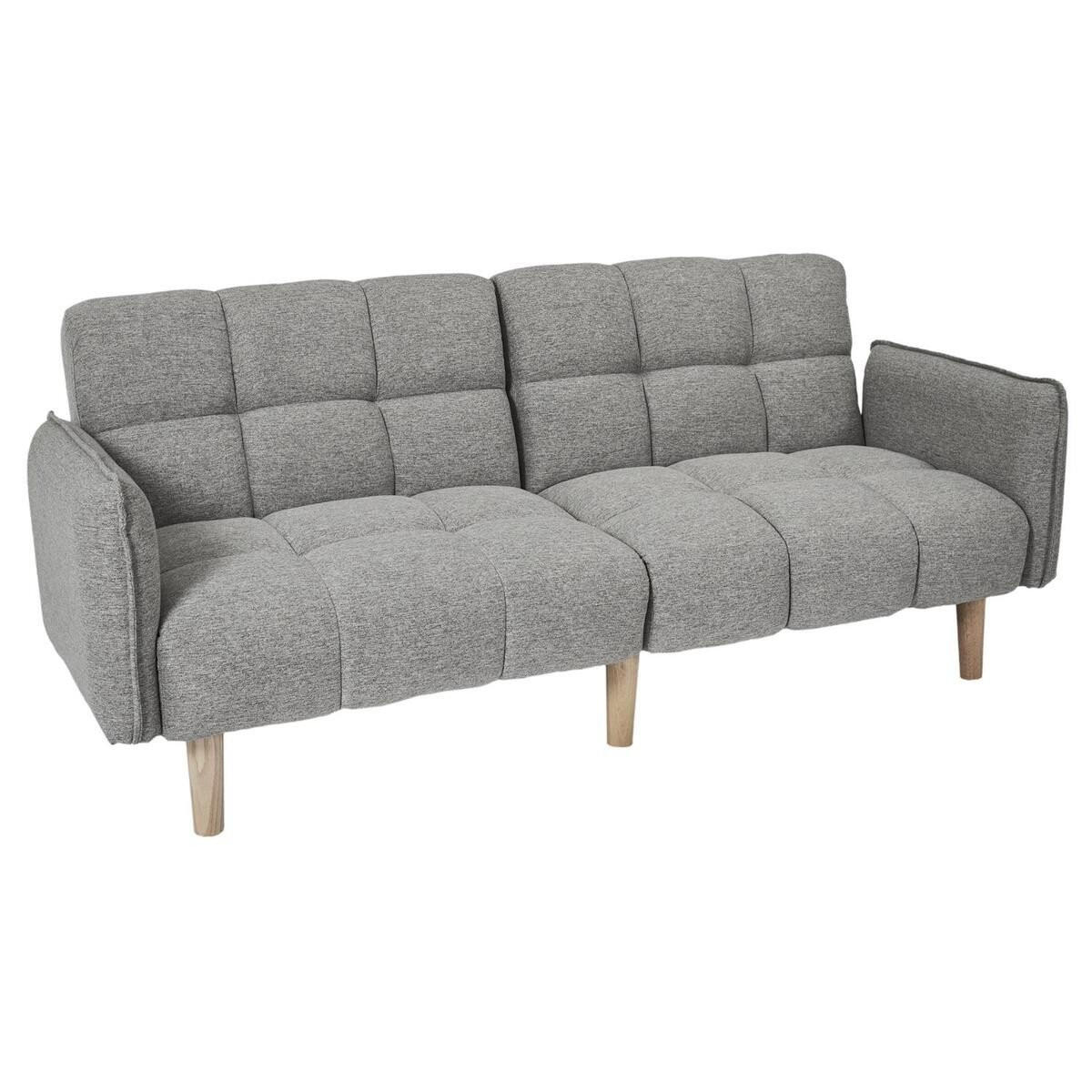SCHLAFSOFA aus grauem Stoff B195 cm – DREAM - Grau, Textil (91/83/195cm) - Calicosy