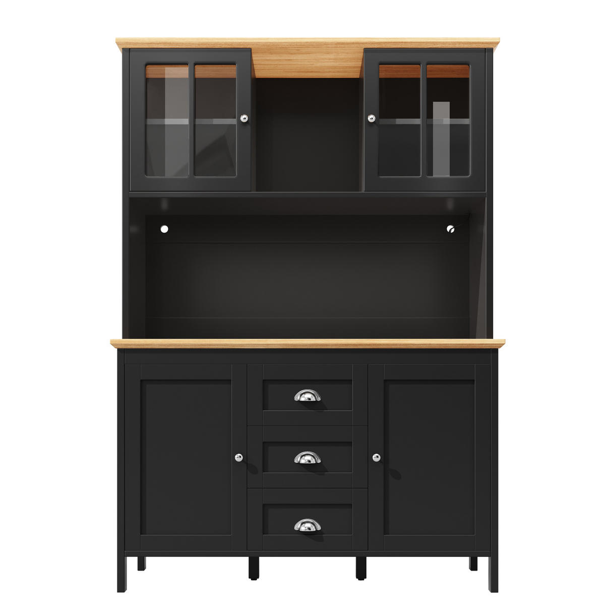 KOMMODE aus Holz und Metall 120/40/85 cm mit 3 Schubladen, Türfach, verstellbaren Einlegeböden und Kippsicherung, Weiß - Weiß, Metall (120/85/40cm) - Redom