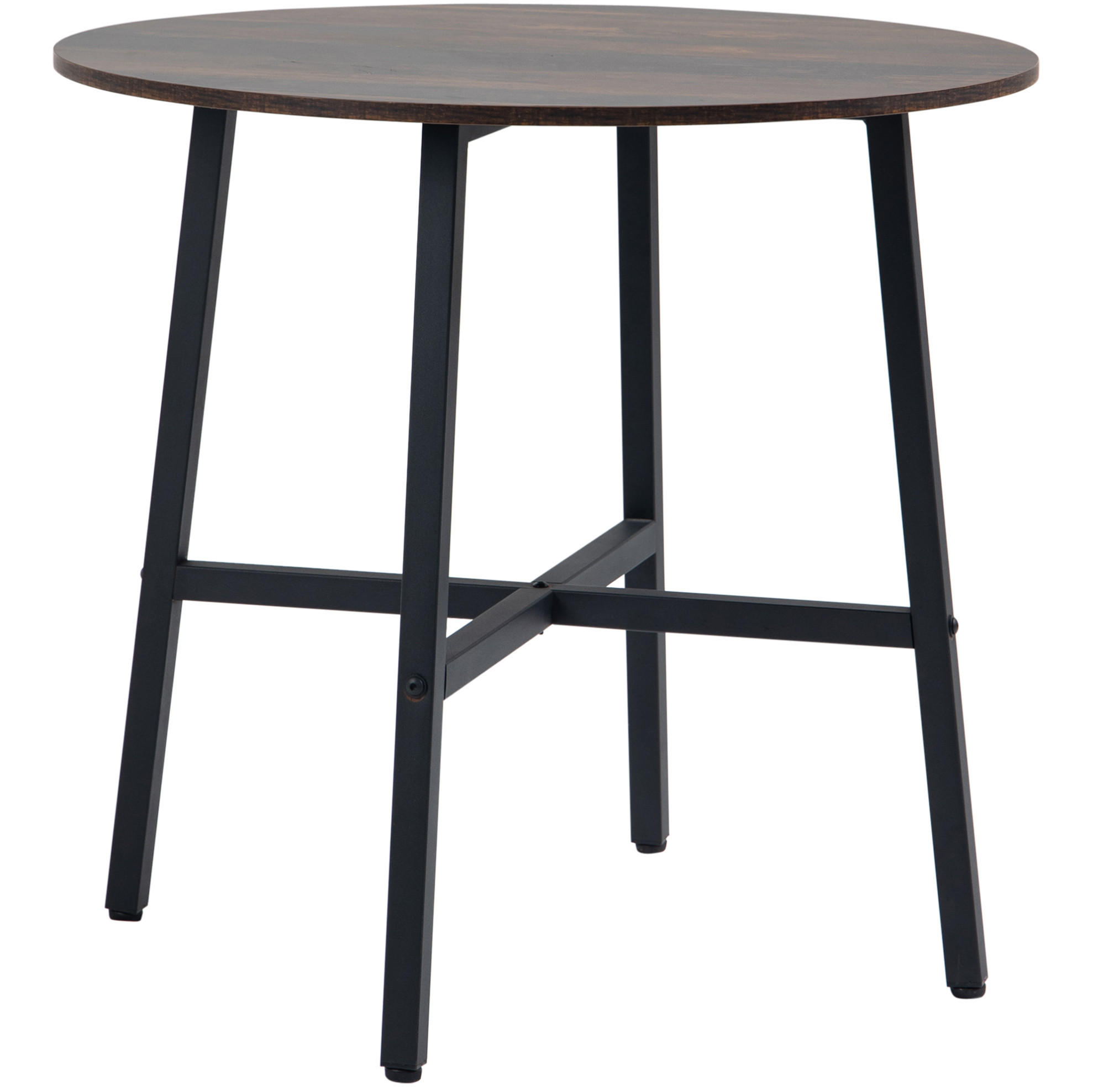 ESSTISCH 80/76 cm in Braun mit Metallgestell im Industrial-Stil - Braun, Holzwerkstoff (80/80/76cm) - Flora Grace