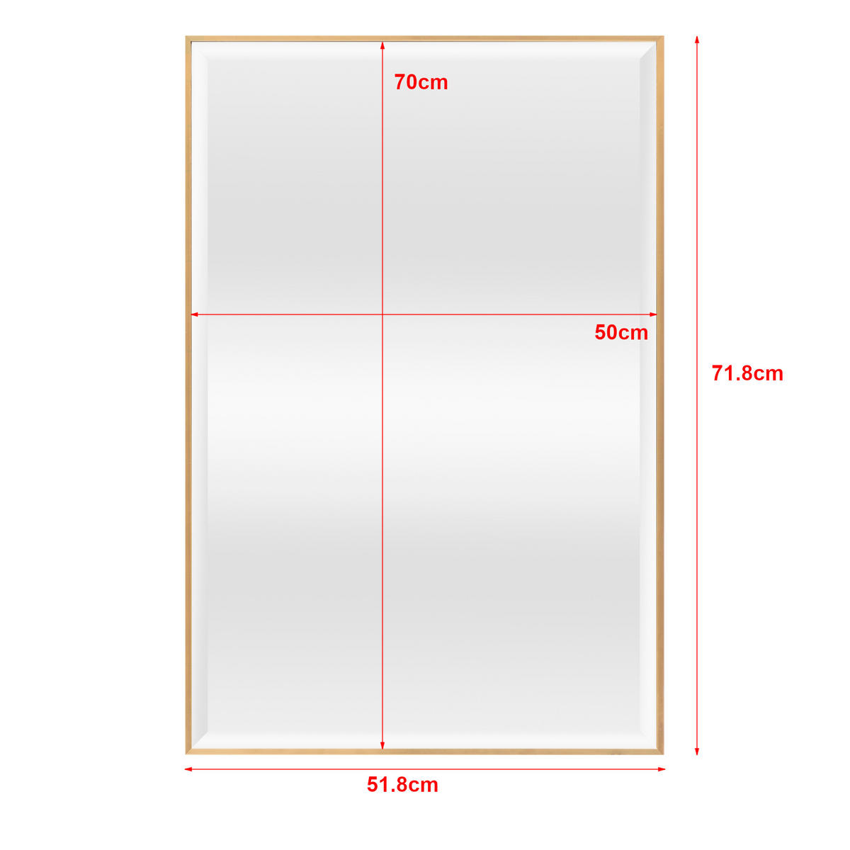 WANDSPIEGEL Novoli - Goldfarben, Glas/Kunststoff (50/4/70cm) - [en.casa]