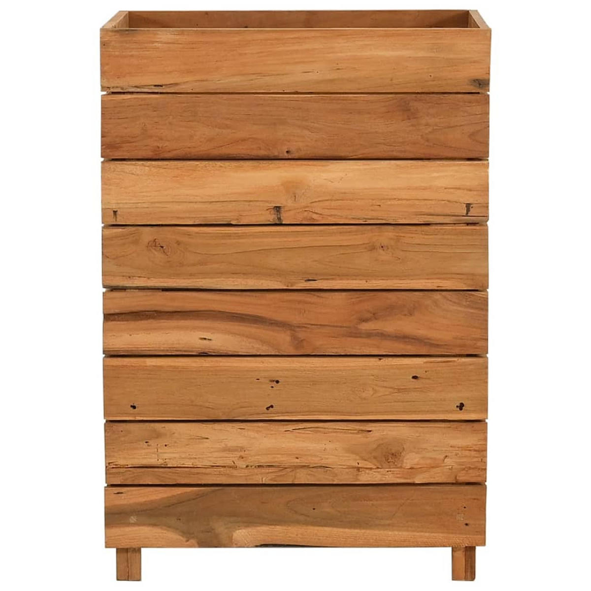 HOCHBEET 50x40x72 cm Teak Altholz und Stahl - Braun, Holz (50/72/40cm) - furnicato