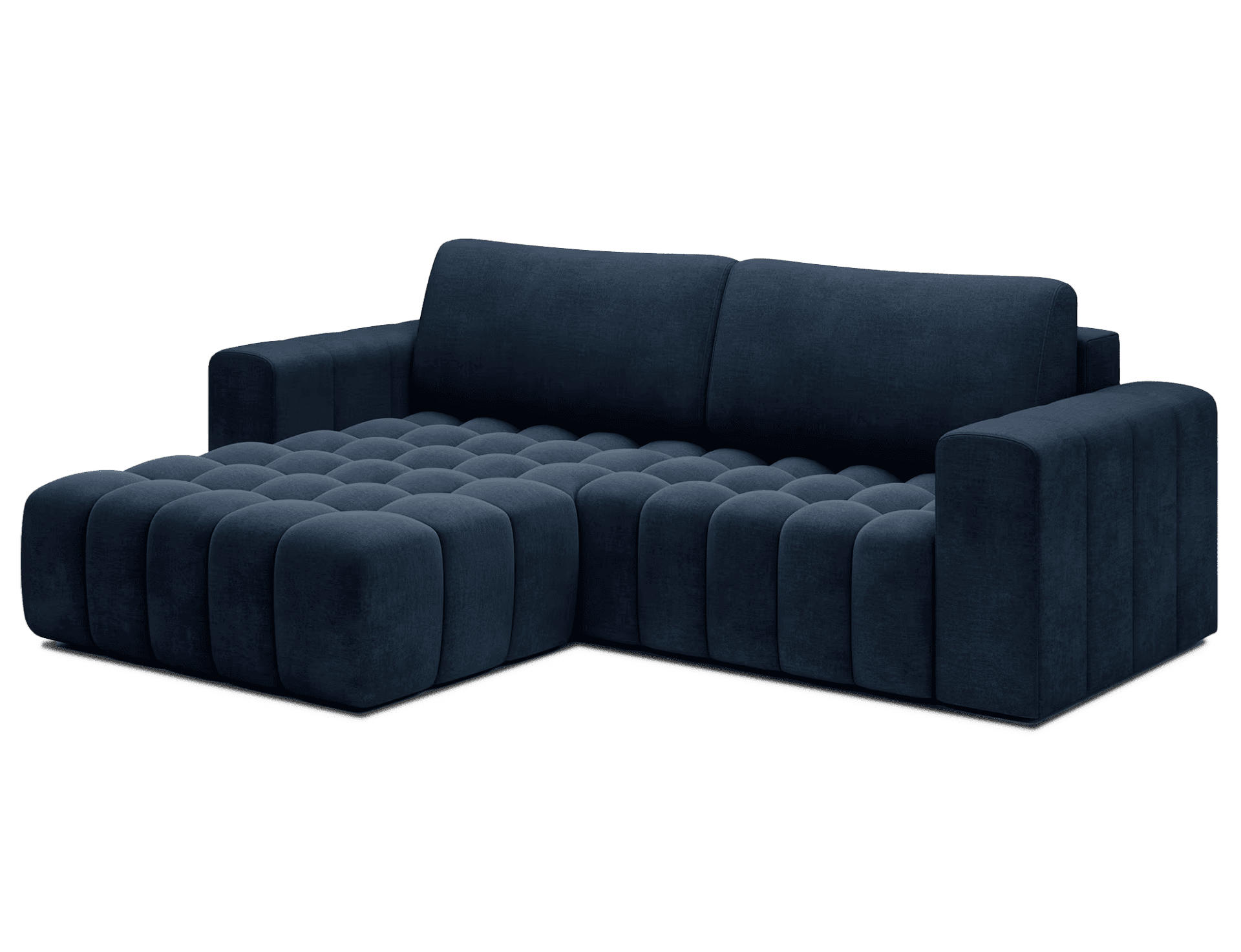ECKSOFA mit Schlaffunktion und Bettkasten, Velours-Stoff - Schwarz/Dunkelblau, Textil (250/175cm) - Eltap