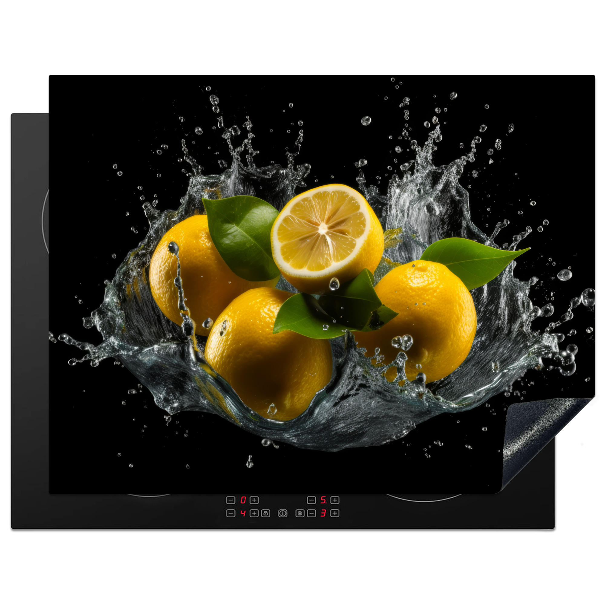 HERDABDECKPLATTE Zitrone - Obst - Gelb - Schwarz 77x59 cm - Gelb, Kunststoff (77/0.2/59cm) - MuchoWow