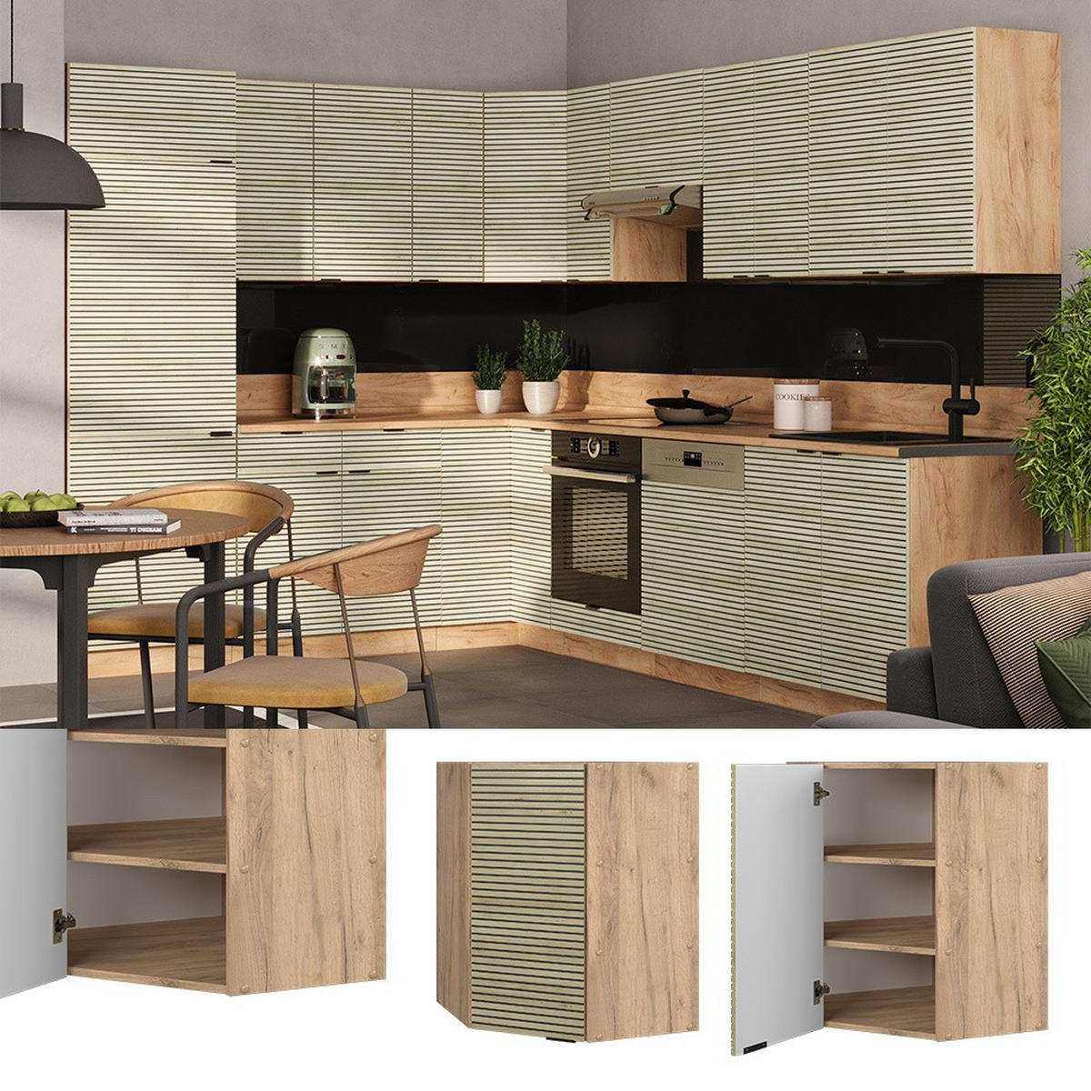 ECKHÄNGESCHRANK Fame-Line Eiche Paneel 57 cm - Honigeiche/Eichefarben, Holzwerkstoff (57/72/34.1cm) - Vicco