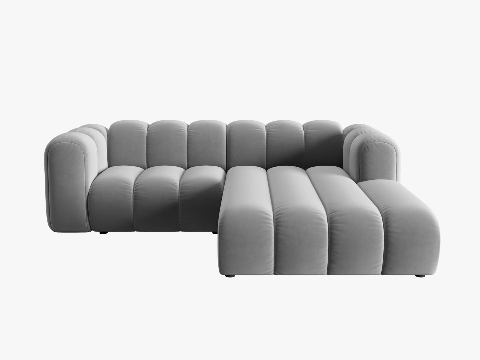 ECKSOFA modular rechts Lupine aus Samt grau 3 Sitzplätze - Grau, Textil (177/230cm) - Micadoni