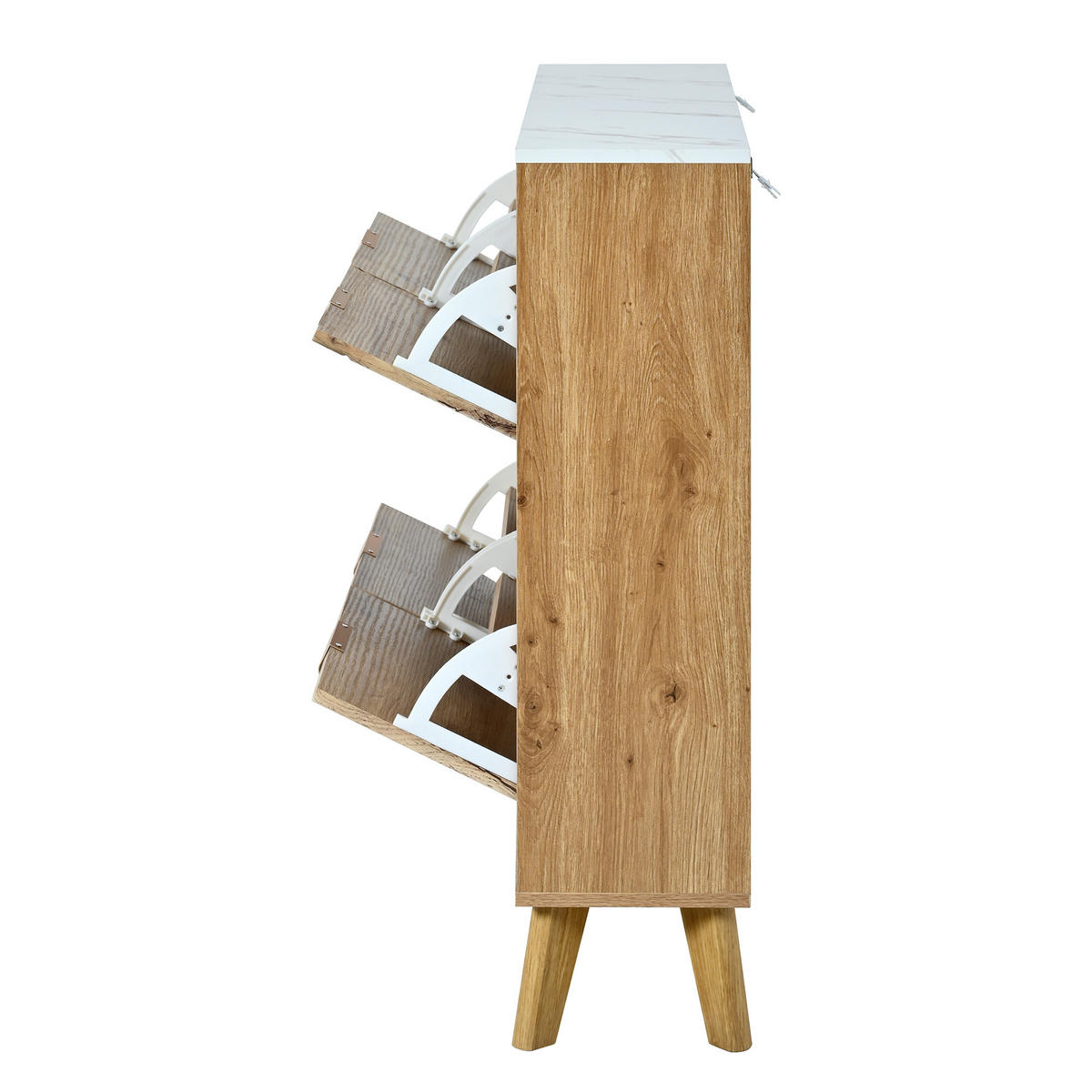 SCHUHSCHRANK aus MDF 105x24x95,5cm in Natur mit 4 Klapptüren - Naturfarben, Holzwerkstoff (105/95.5/24cm) - Modfu