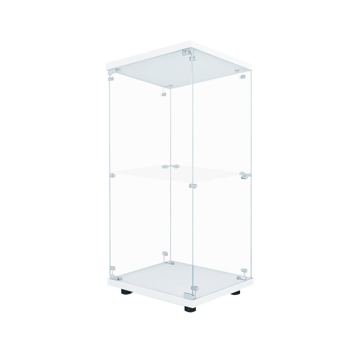 GLASVITRINE Standvitrine in Weiß, mit 2 Böden und LED aus ESG - Weiß, Glas (36/86/40cm)