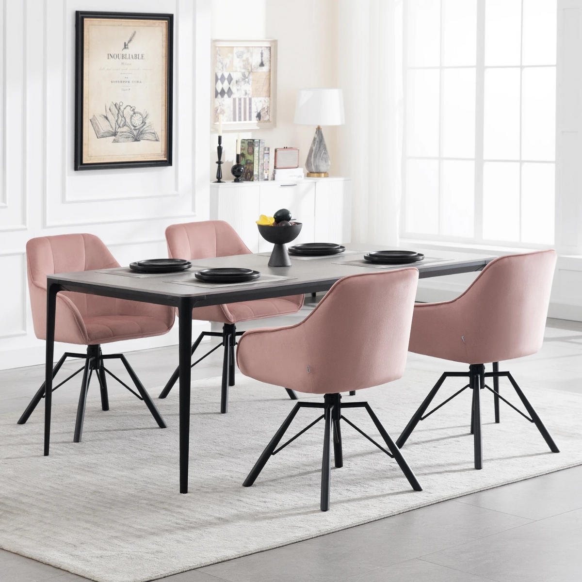 ESSZIMMERSTUHL Drehbar Armlehnen Komfort Rosa 2-teilig - Pink, Textil (42/82.5/41cm)
