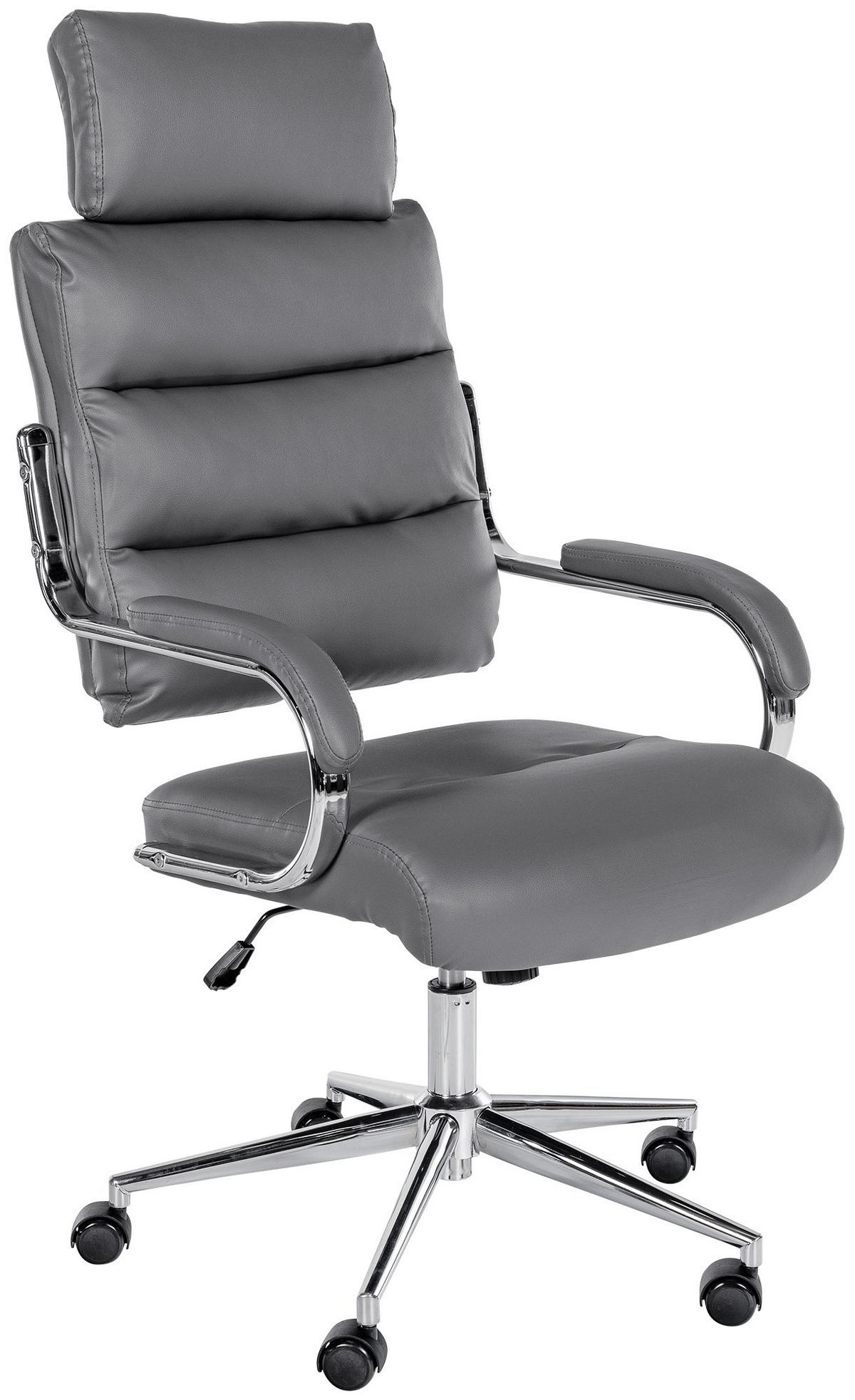 DREHSTUHL Lederlook Grau - Chromfarben/Grau, Textil/Metall (61/119/78cm) - CLP