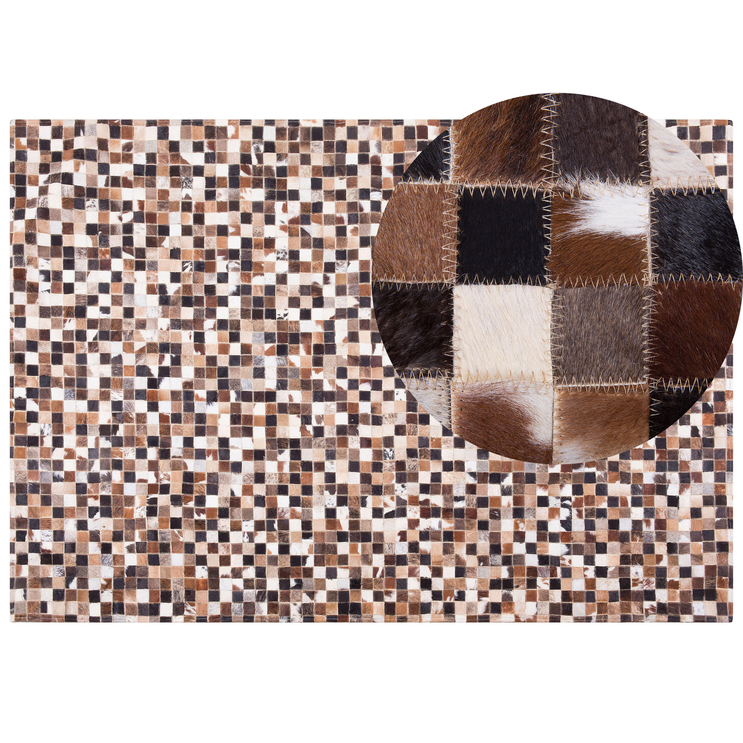 KURZFLOR-TEPPICH Konya 230/160 cm - Multicolor, Fell (160/230cm) - Beliani