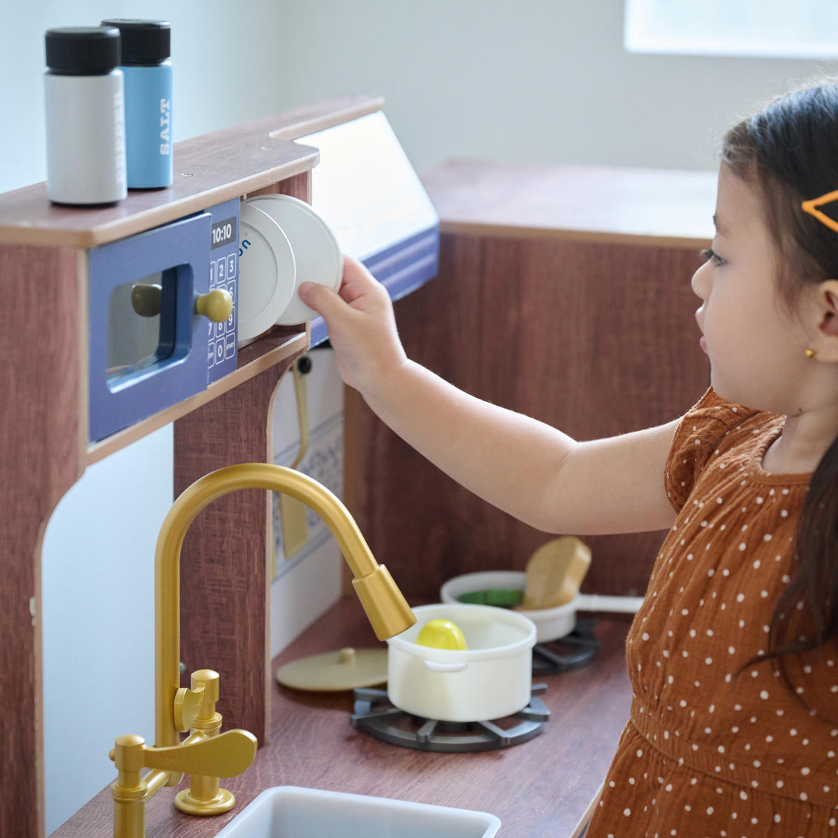 KINDERKUCHE Modulare Holz mit Kühlschrank, 92cm, Blau - Blau, Holzwerkstoff (104/30/92cm) - Teamson Kids