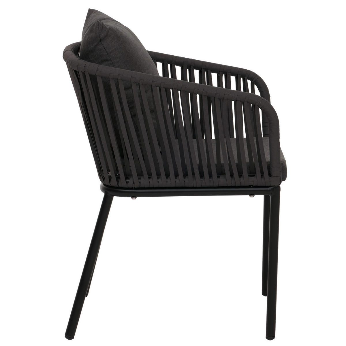 GARTENSTUHL 2er-Set 75x55x55cm wetterfest Aluminium Seilgeflecht Rope Anthrazit - Anthrazit, Metall (55/75/55cm) - PROREGAL