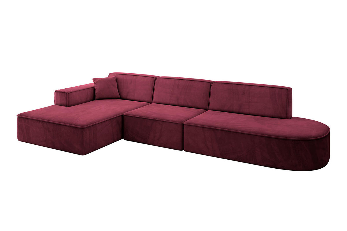 ECKSOFA Ottomane Links IREA-L2-v4 - 318x165x72,5 cm Bordeauxrot - Bordeaux, Holzwerkstoff/Textil (318/165cm) - ALTDECOR