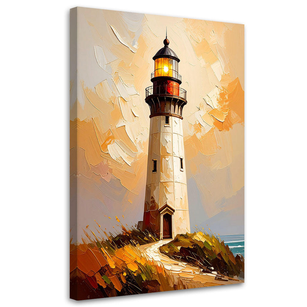 LEINWANDBILD Leuchtturm Landschaft 80x120cm - Beige, Textil (80/120cm) - Feeby