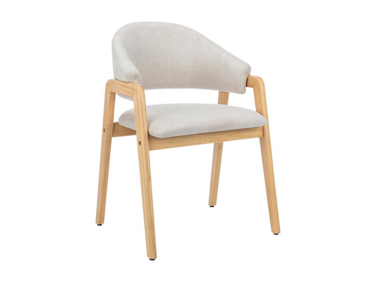 STUHL mit Armlehnen 2er-Set - Stoff & Kautschukholz - Beige - SOLUNA - Beige, Textil (53.5/82/56cm) - Vente-Unique