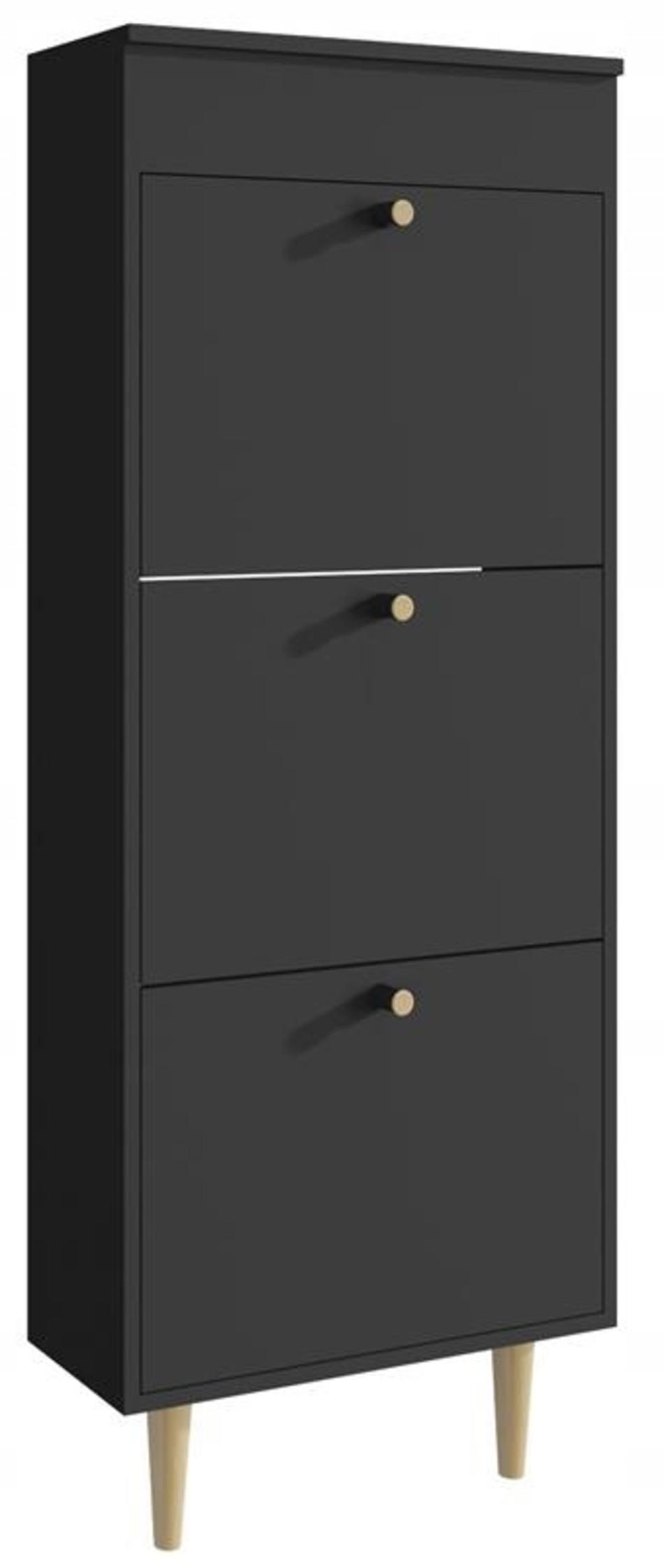 SCHUHSCHRANK Behamo 531 Schwarz 55/21/141 cm - Schwarz, Holzwerkstoff (55/141/21cm) - Matkam Möbel