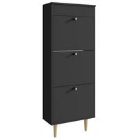 SCHUHSCHRANK Behamo 531 Schwarz 55/21/141 cm - Schwarz, Holzwerkstoff (55/141/21cm) - Matkam Möbel