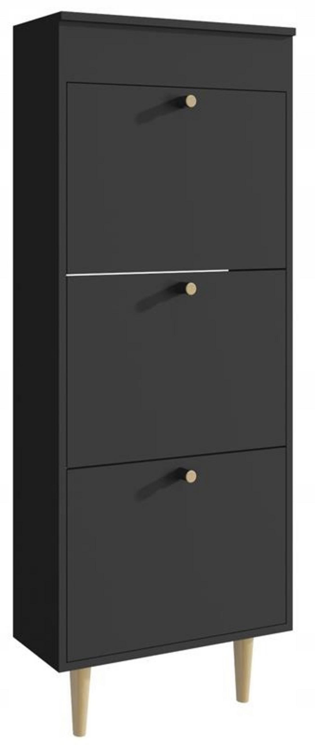 SCHUHSCHRANK Behamo 531 Schwarz 55/21/141 cm - Schwarz, Holzwerkstoff (55/141/21cm) - Matkam Möbel