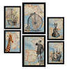 POSTER Set Mit 6 Vintage Ästhetische Karte Größe A3 & A4 Schwarzer Rahmen - Schwarz, Papier (29.7/1cm) - Nacnic
