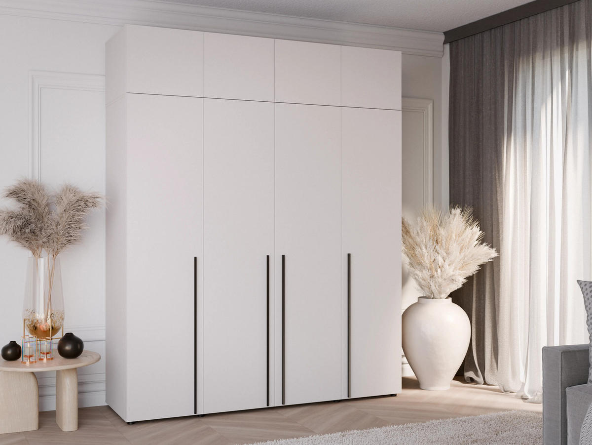 DREHTÜRENSCHRANK ARNI 4D (Cashmere, Schwarze Griffe, 200 cm) - Kaschmir/Schwarz, Holz/Holzwerkstoff (200/206/61cm) - Ravio