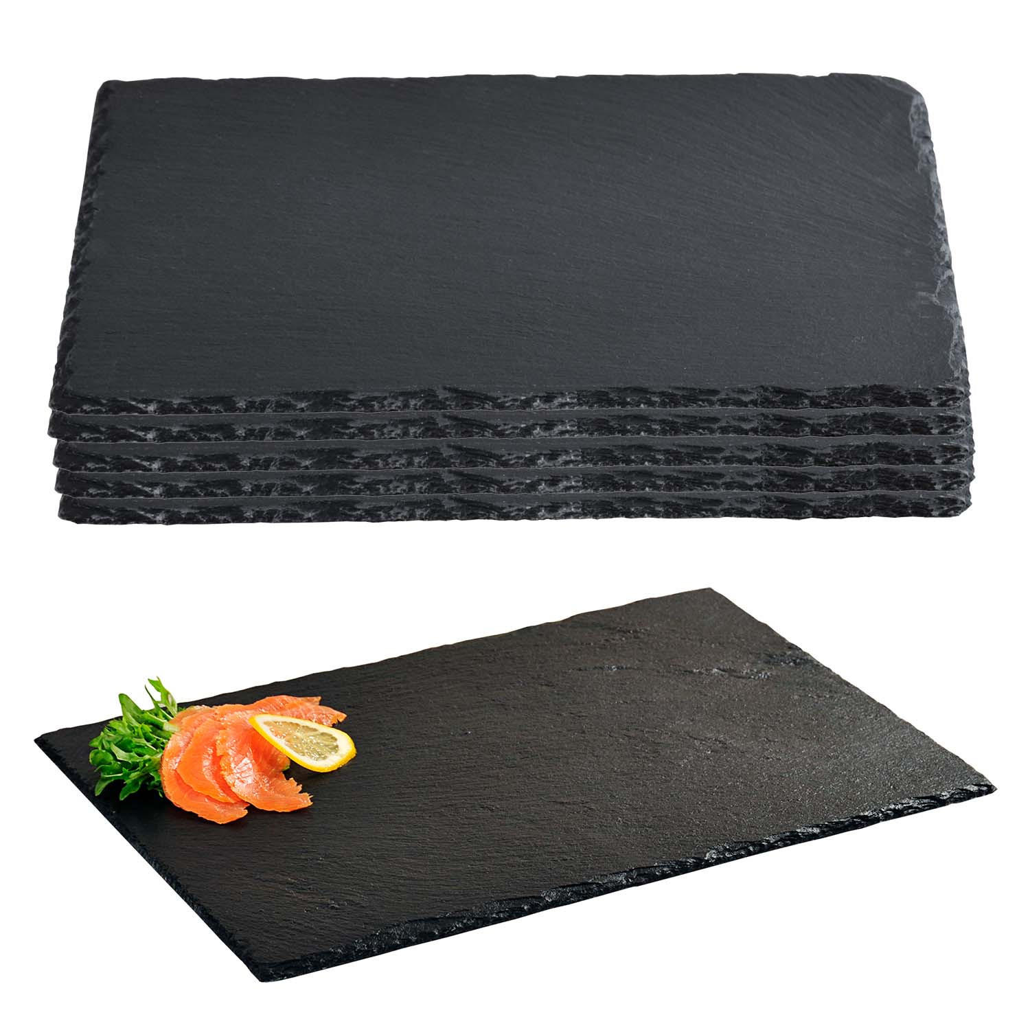 BUFFETPLATTE aus Schiefer 5 Stück - 40 x 30 cm - Schwarz, Stein (40/0.6/30cm) - Kesper