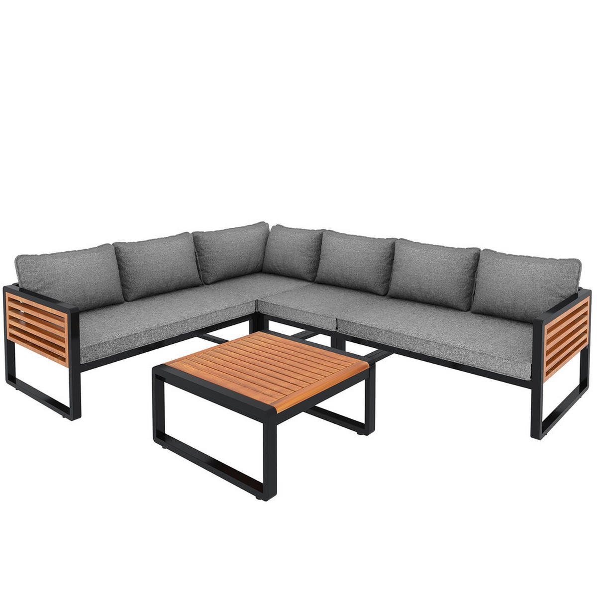GARTENSET 5-tlg 5-6 Personen Metallrahmen - Grau, Metall - Raelunyi