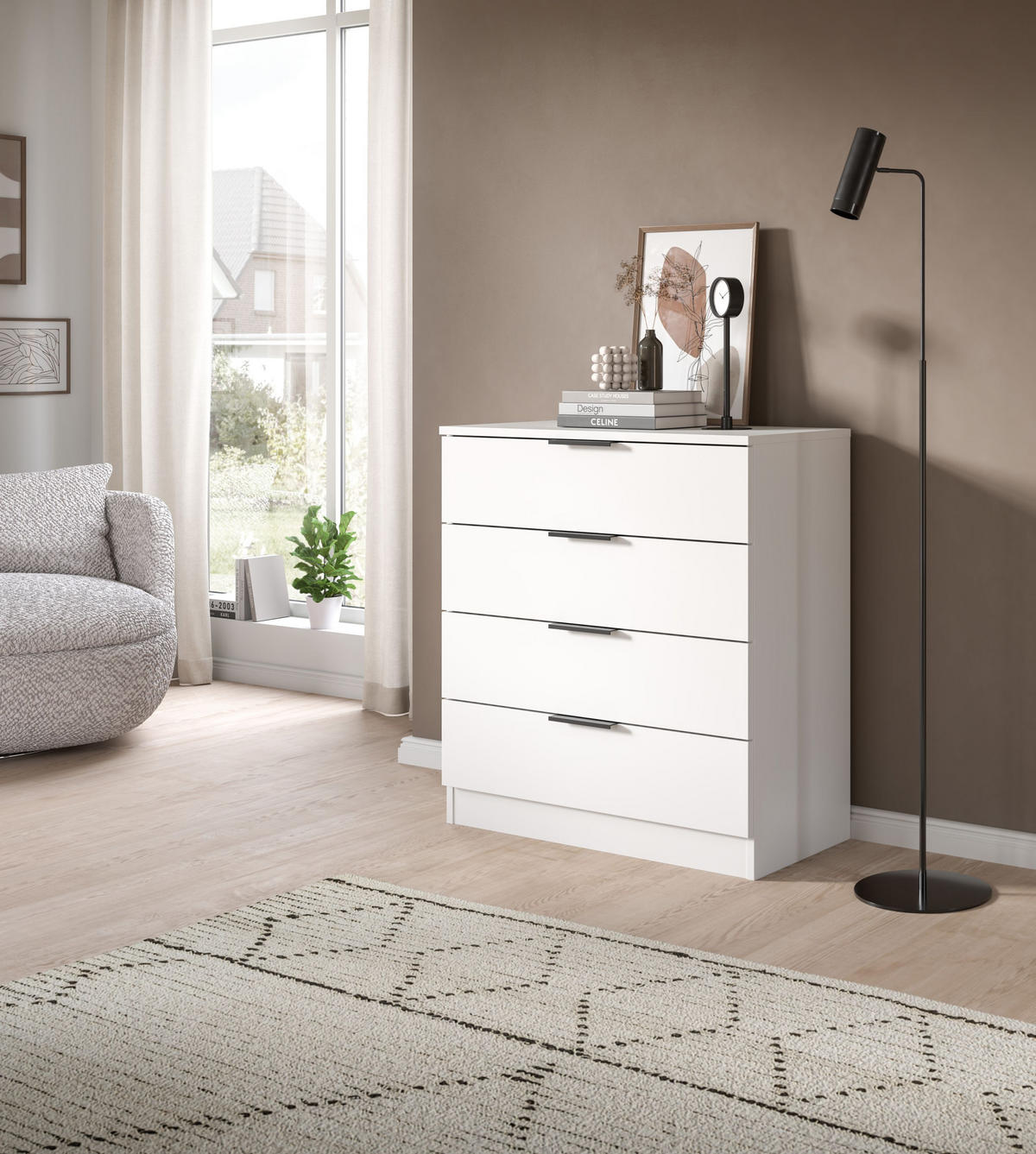 KOMMODE KOPENHAGEN (B/H/T: ca. 74/80/35 cm) in weiß/weiß - Weiß, Holzwerkstoff (74/80/35cm)