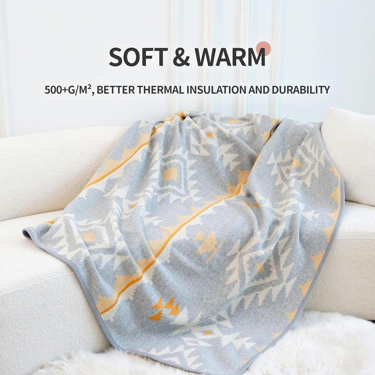 ÜBERWURF Merinowolle Marokkograu 160 x 129,5 cm - Multicolor, Textil (129.5/160cm)