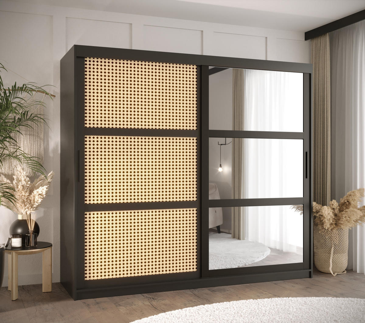 SCHWEBETÜRENSCHRANK 200/200/62 2-türig - Schwarz, Holz/Kunststoff (200/200/62cm) - MÖBEL KRYSPOL