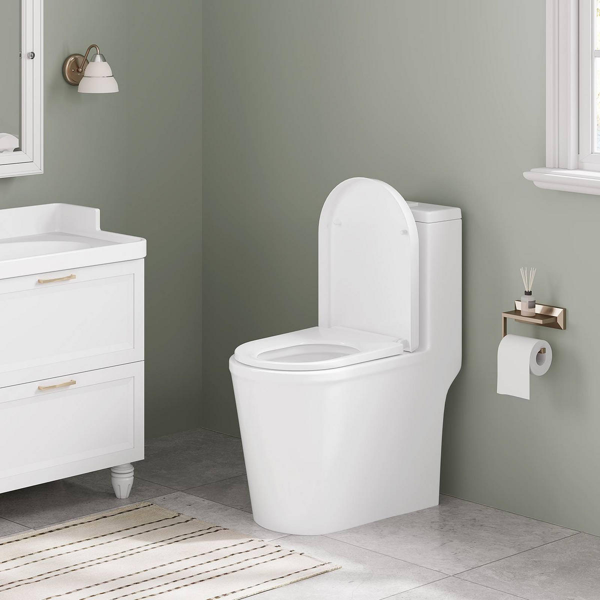 WC SITZ, Fast Fix/Schnellbefestigung, Antibakteriell D-Form - Weiß, Kunststoff (36/4/47cm) - Woltu