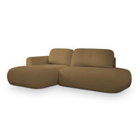 ECKSOFA NUVIRA L-S Orange Boucle-Stoff mit Schlaffunktion - Orange, Holz (274/165cm) - MASSENO