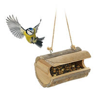 VOGELFUTTERHAUS - Hellbraun, Holz (18/12/12.5cm) - Relaxdays