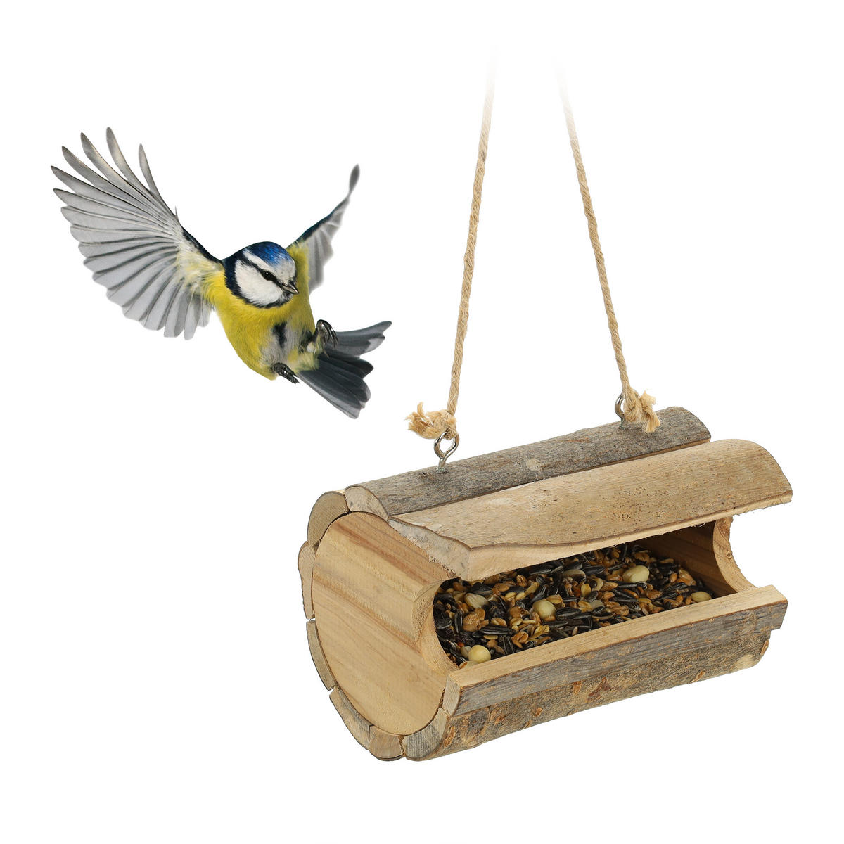 VOGELFUTTERHAUS - Hellbraun, Holz (18/12/12.5cm) - Relaxdays