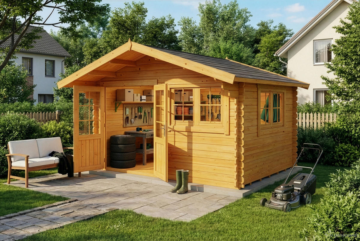 GARTENHAUS Holz Gabriel - Pinienfarben, Holz (438/268/367cm) - Alpholz