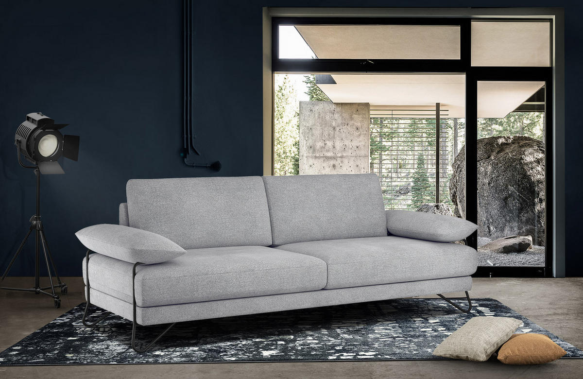 SOFA LORI 3-Sitzer, silberfarben - Silberfarben/Schwarz, Holzwerkstoff/Textil (245/87/96cm) - Courtois Laville