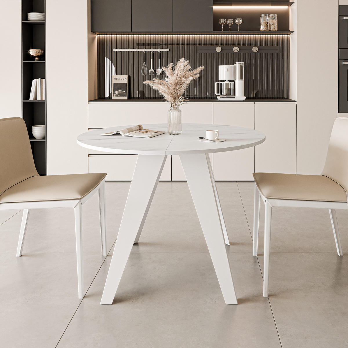 ESSTISCH ausziehbar auf MDF, Weiß - Weiß, Holzwerkstoff (90/90/76cm) - Idohome