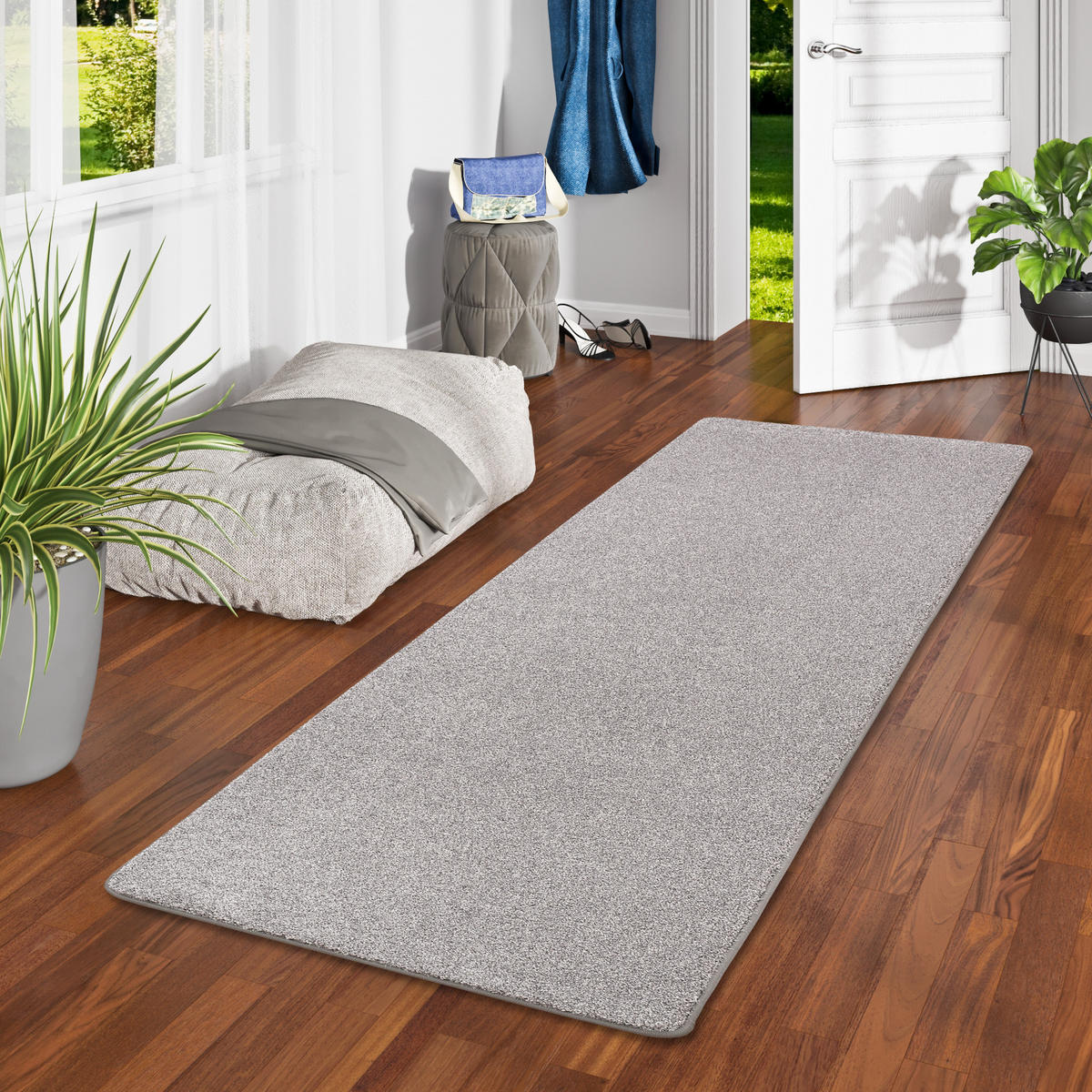 LUXUS VELOURS LÄUFER LAGUNA SOFT - Grau, Textil (100/100cm) - Snapstyle