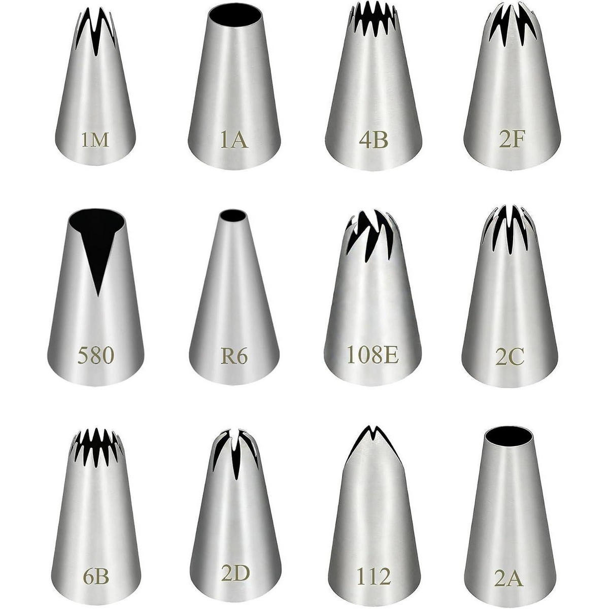 SPRITZTÜLLEN Set 12-teilig Edelstahl - Silberfarben, Metall (2.5/2.5/4.4cm)