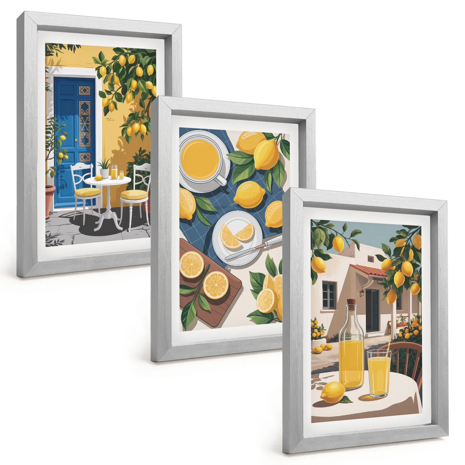 BILDER SET 3er Set - 20x30 cm Silberner Rahmen - Patio Sun Limonade - Silberfarben, Kunststoff (20/30cm) - TULUP