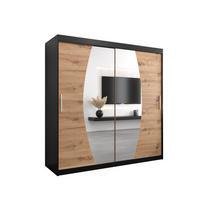 SCHWEBETÜRENSCHRANK 200/200/62 2-türig - Silberfarben/Schwarz, Holz/Kunststoff (200/200/62cm) - Abiks Möbel