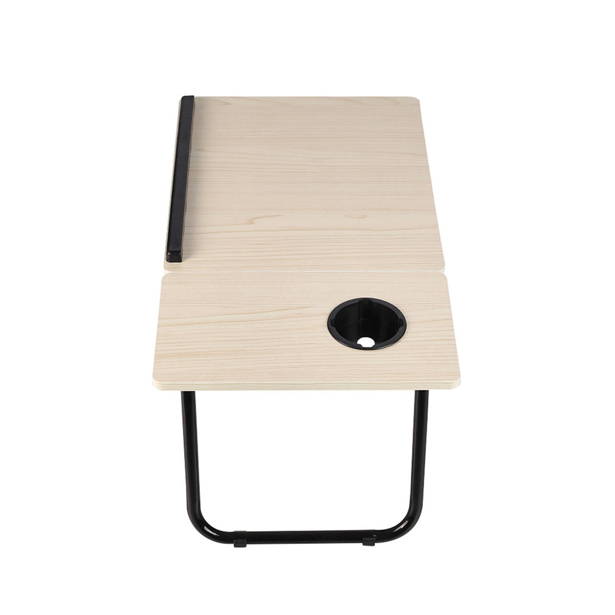 LAPTOP-BETTTISCH mit Getränkehalter Verstellbarer, klappbarer – Weiß-Ahornoptik, 56x32,5x24 cm - Naturfarben, Metall (32.5/56/24cm) - Livingandhome
