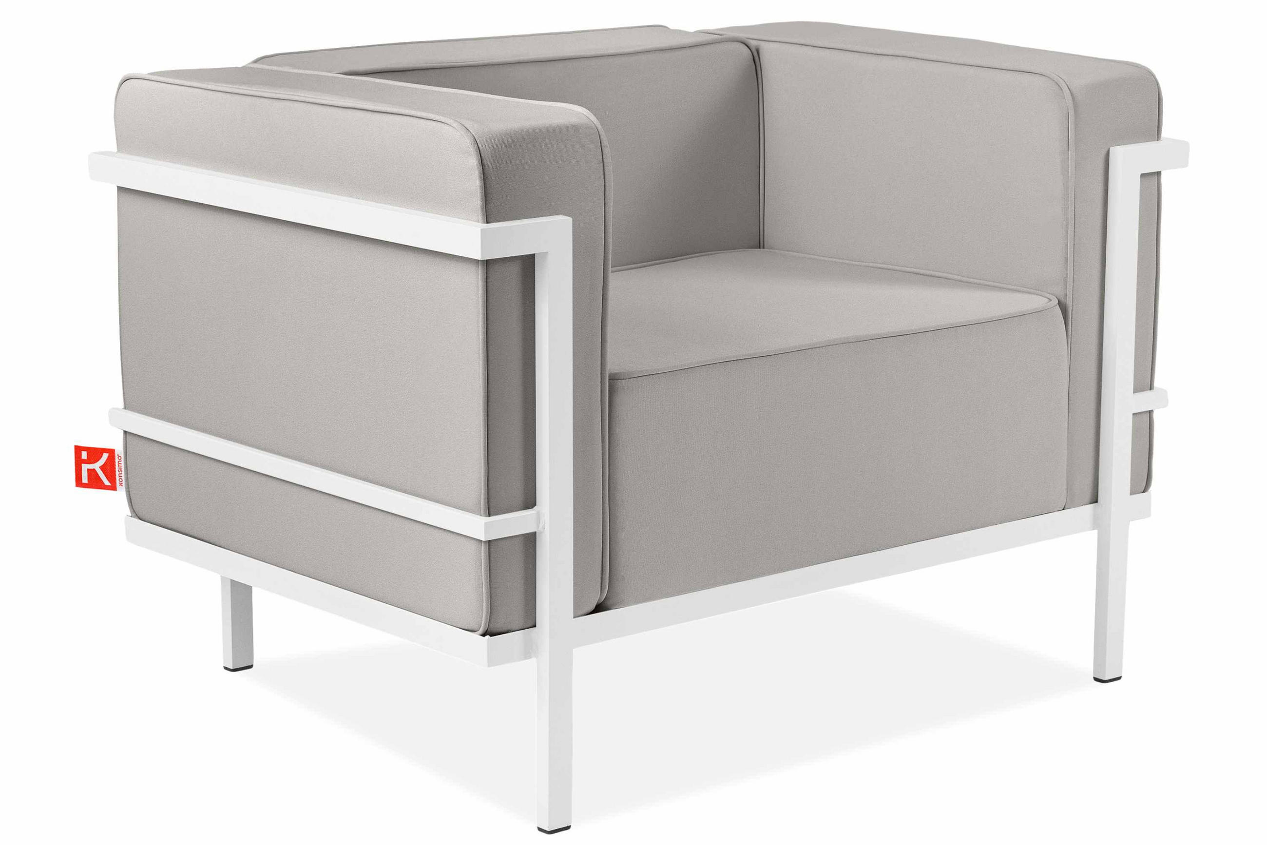 GARTENSESSEL TRIGLO Stahlgestell, Modern, Weiß/Hellgrau - Hellgrau/Weiß, Textil/Metall (99/70/69cm) - KONSIMO®