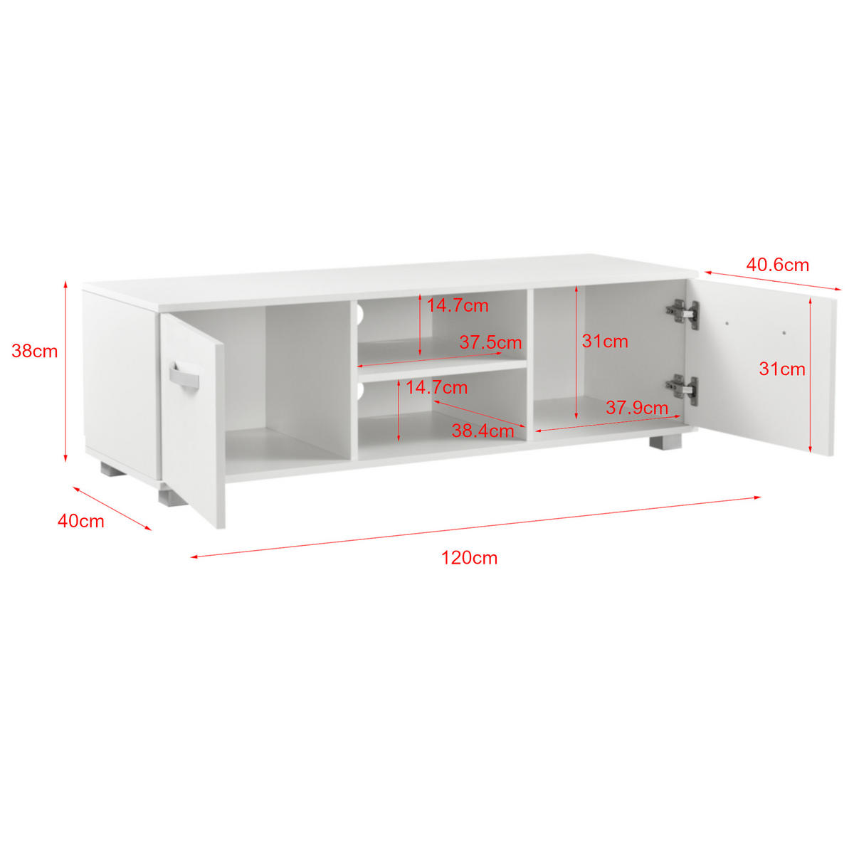 LOWBOARD Laugar - Weiß, Holzwerkstoff (120/38/40cm) - [en.casa]