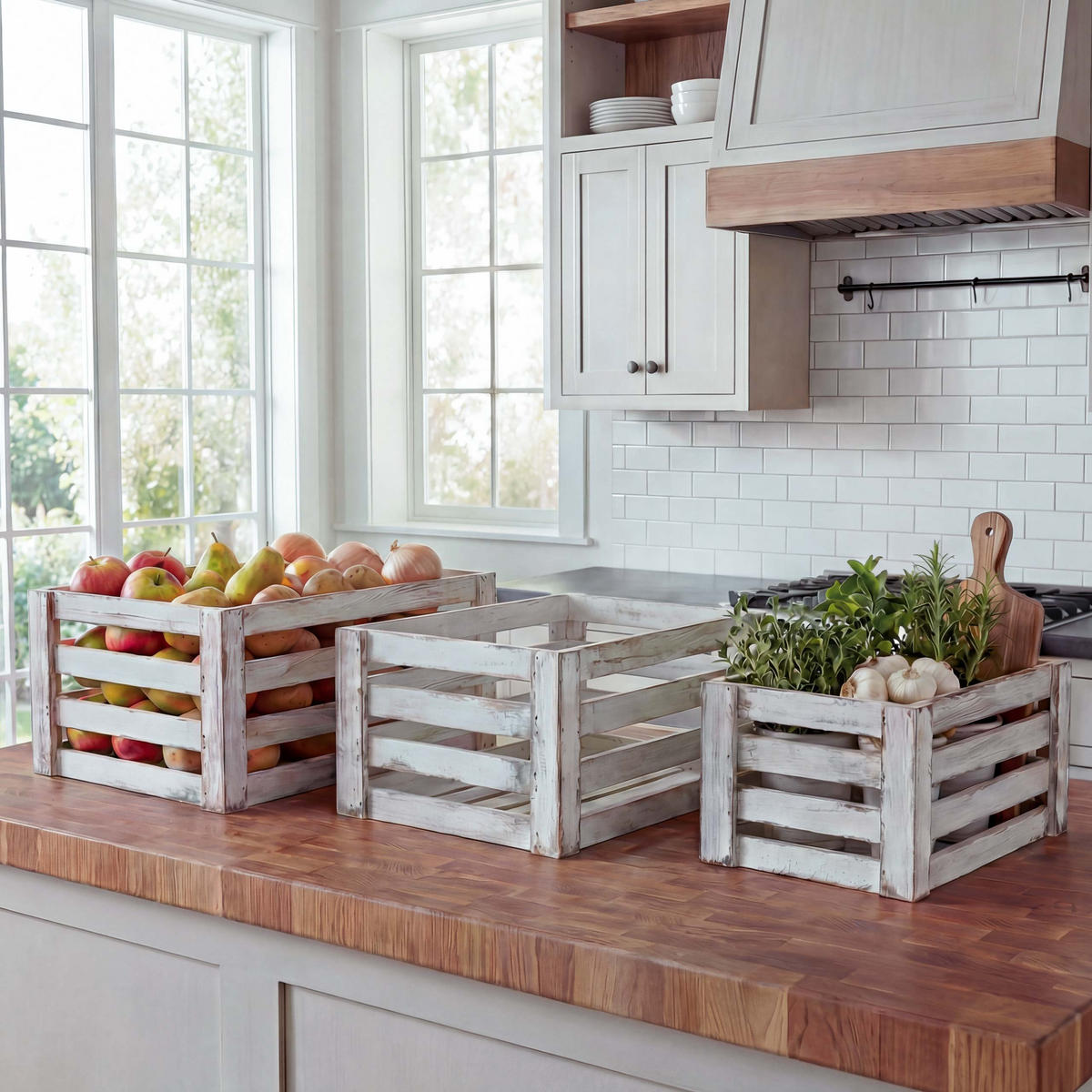 HOLZKISTE 3ER-SET Weiß 3er-Set-Set - Weiß, Holz (30/41/21cm) - MCW