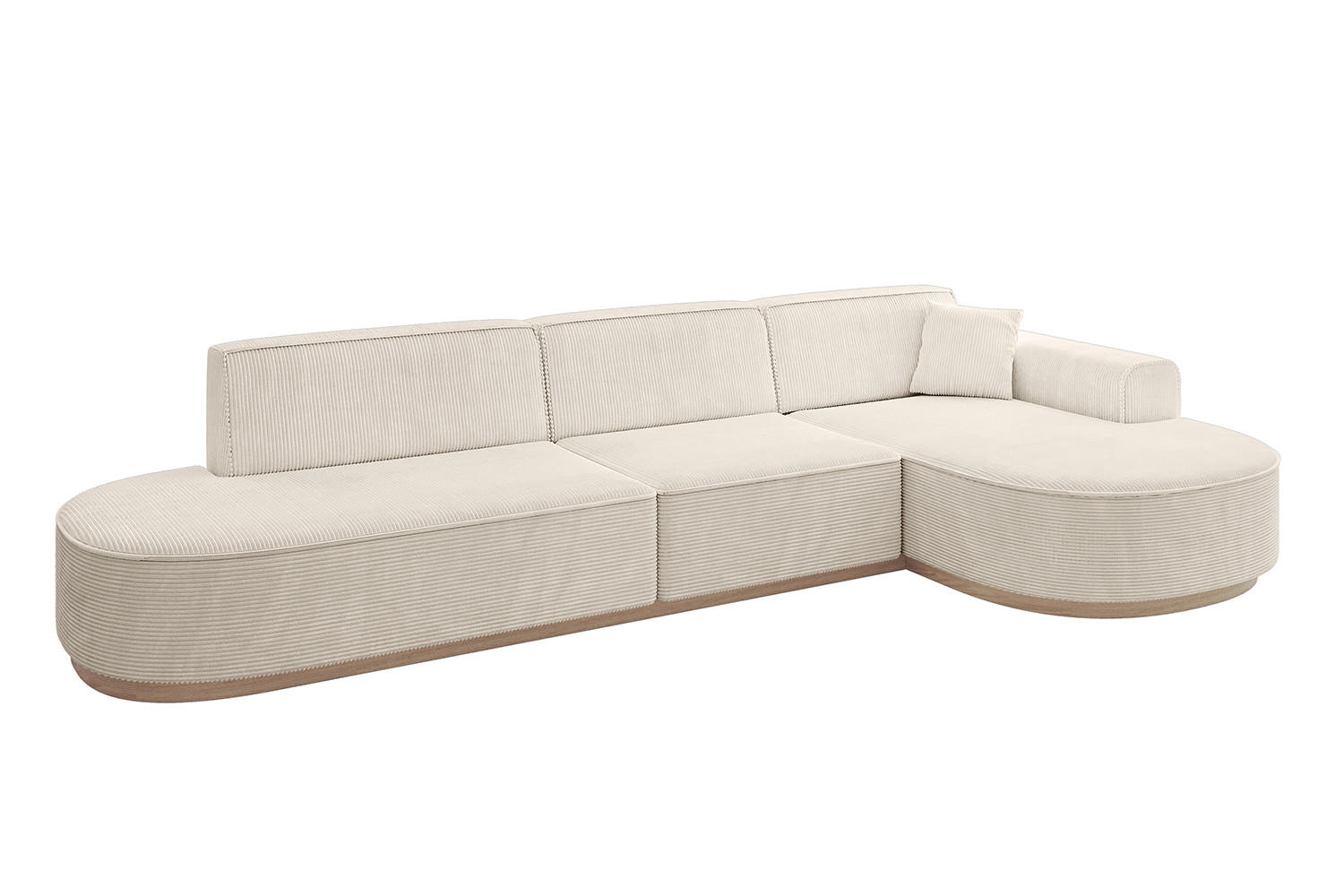 ECKSOFA Ottomane Rechts MARI-L2-v1 - 328x171x83 cm Beige Cord - Beige, Holzwerkstoff/Textil (171/328cm) - ALTDECOR