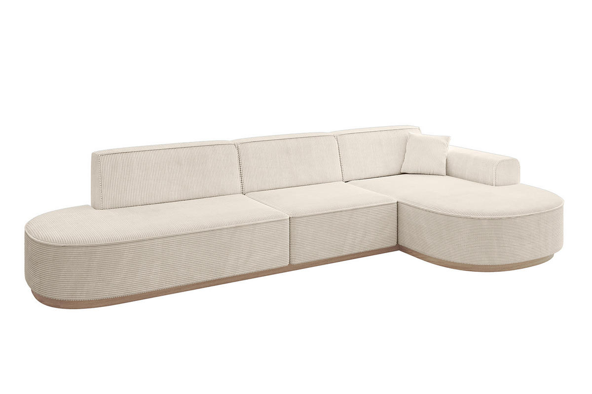 ECKSOFA Ottomane Rechts MARI-L2-v1 - 328x171x83 cm Beige Cord - Beige, Holzwerkstoff/Textil (171/328cm) - ALTDECOR