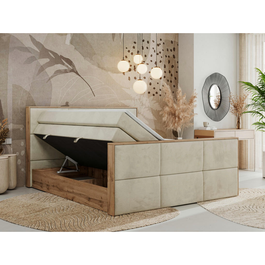 Thumbnail - MKS Boxspringbett, Beige, Textil, 2-Sitzer, H4, Rechteckig, 180x200 cm, Oeko-Tex®, Schlafzimmer, Betten, Boxspringbetten
