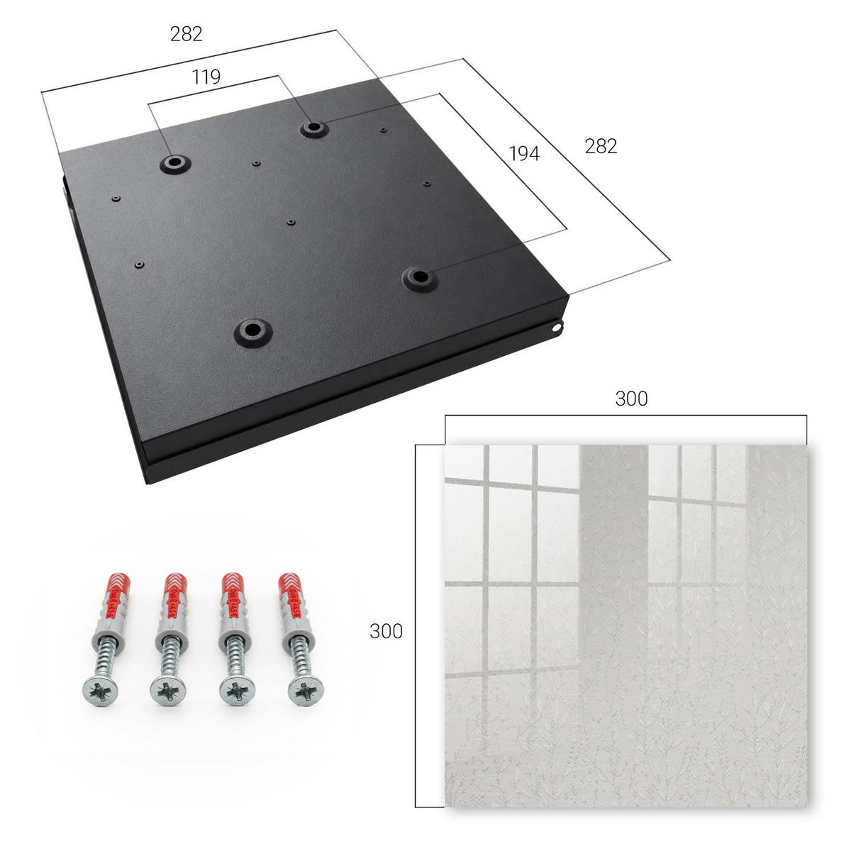 SCHLÜSSELBOX Schwarz 30x30 cm- Türöffnung nach rechts - Natürliche Eleganz - Beige, Metall (30/30/5cm) - TULUP