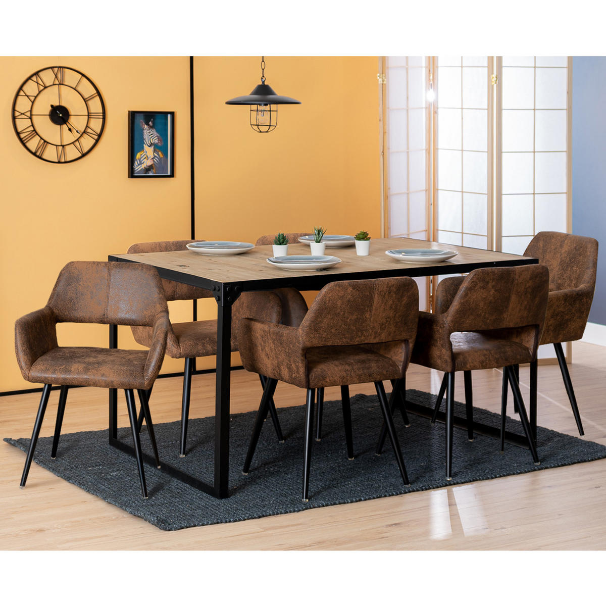 ARMLEHNSTÜHLE Vintage Braun 6er-Set - Braun, Textil (46/81/45cm) - Meubles Cosy